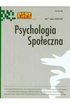 Psychologia Spoeczna Tom 7 nr 4 (23) 2012
