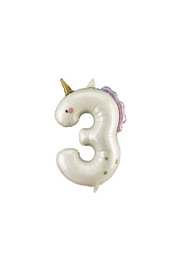 PartyDeco Balon foliowy Cyfra   3   Jednoro�ec, 93cm, mix