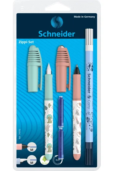 Schneider Pi�ro wieczne, pi�ro kulkowe, wymazywacz, naboje