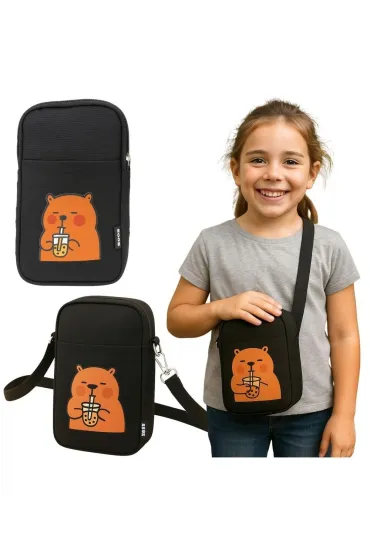 LeanToys Saszetka na rami� Kapibara czarna 20x14,5cm