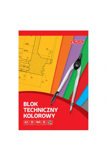 Herlitz Blok techniczny A3 kolorowy 10 kartek
