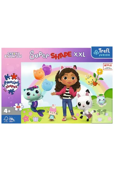Puzzle 60 el. Super Shape XXL. Weseli Przyjaciele Gabi. Koci Domek Gabi Trefl