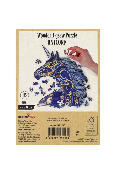 Puzzle 185 drewniane Jednoro�ec Recent Toys