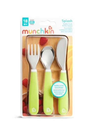 Zestaw stalowych sztu�c�w dla dzieci Munchkin zielony