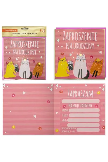 Kukartka Zaproszenie Urodziny 5 szt.