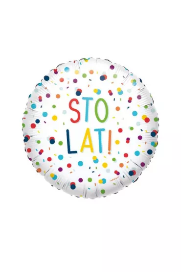 Amscan Balon foliowy Confetti Birthday Sto Lat 43cm