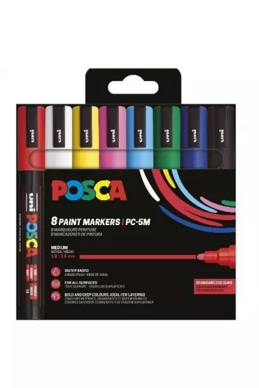 Uni Mitsubishi Pencil Zestaw marker�w Set Basic PC-5M 8P 8 kolor�w Posca Uni
