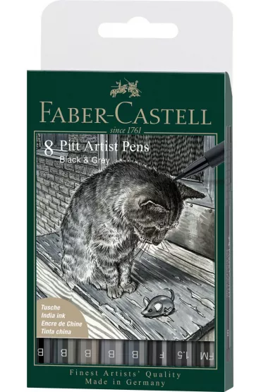 Faber-Castell Pitt artist pen b grey&black etui 8 szt.