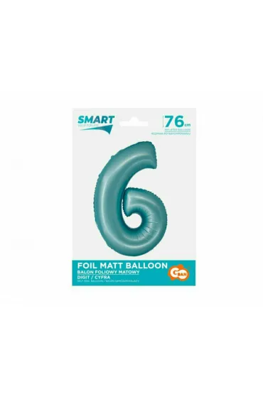 Godan Balon foliowy Smart cyfra 6 niebieski matowy 76cm