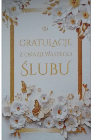 Art Nuvo Karnet �lub z�ocony, bia�e kwiaty (13x20,5cm) S-0405