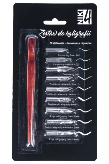 Koh-I-Noor Zestaw do kaligrafii 9 stal�wek + drewniana obsadka