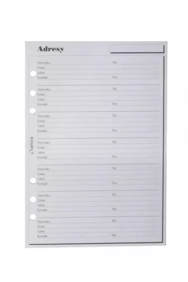 Antra Wk�ad do organizera A5 Adresy