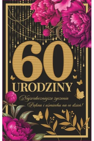 Art Nuvo Karnet 60 urodziny damskie z�ocone (13x20,5cm) UCK-03