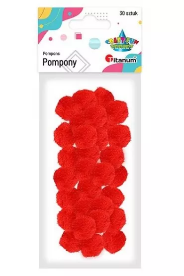 Titanum Pompony poliestrowe czerwony 25 mm