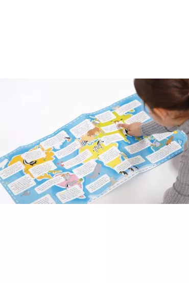 Puzzle 60 el. Mapa �wiata Zwierz�ta z figurkami Bright Junior Media