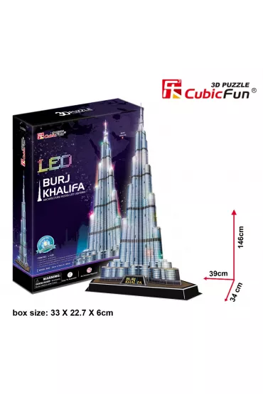 Puzzle 3D 136 el. Burj Khalifa LED Cubic Fun