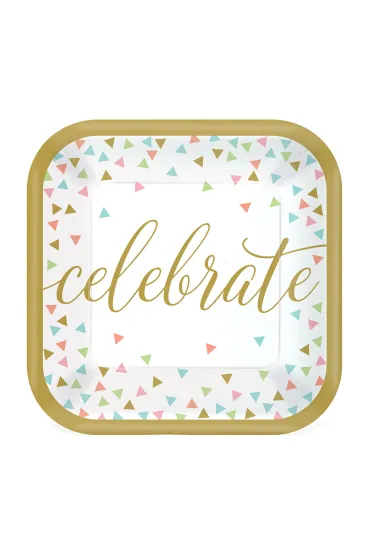 Amscan Talerze Confetti Fun Papier 18 cm