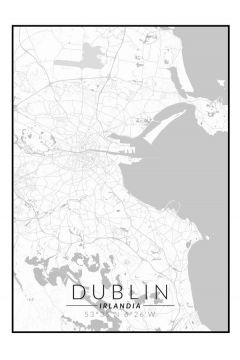 Dublin mapa czarno biaa - plakat 21x29,7 cm