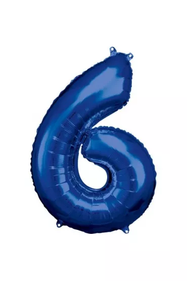 Amscan Balon foliowy cyfra 6 niebieska 60x86cm