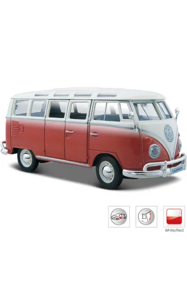 Model metalowy Volkswagen Samba bia�o-czerwiny Maisto