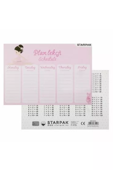 Starpak Plan lekcji z tabliczk� mno�enia Balerina 25 szt.