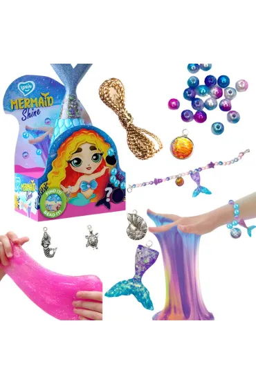 Lovin Zestaw Bransoletka Zawieszki Koraliki Slime Glutek Plastyczny Syrenka 250ml