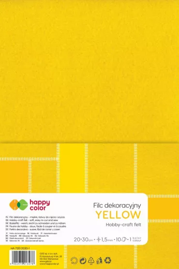 Happy Color Filc dekoracyjny, , ��ty 20x30cm, 1.5mm