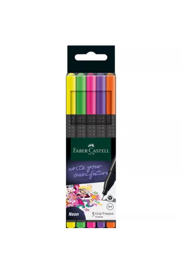 Faber-Castell Cienkopisy neonowe Grip 5 szt.