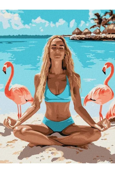 Ideyka Malowanie po numerach - Joga z flamingami 30x40cm