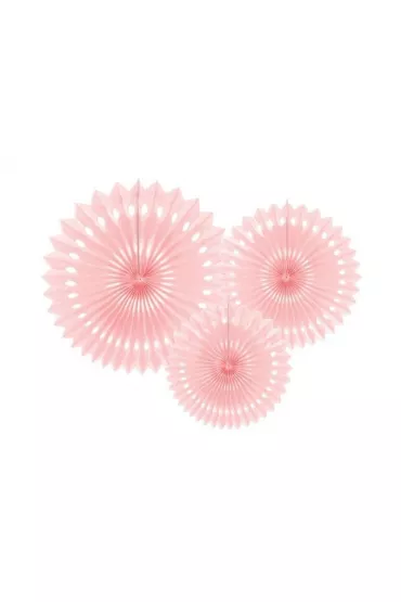 PartyDeco Rozety dekoracyjne r�owe 20-30cm 3 szt.