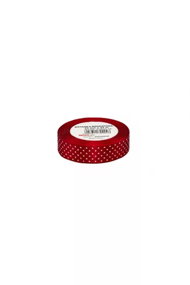 Wst��ka satynowa w kropki bordowa 25mm x 22m