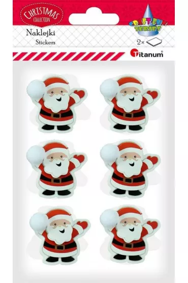 Titanum Naklejki papierowe 3D czapki Miko�aja 12 szt.