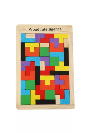 Puzzle drewniane uk�adanka tetris klocki 40el.