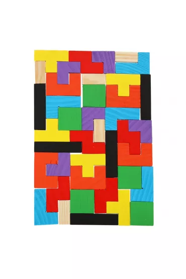 Puzzle drewniane uk�adanka tetris klocki 40el.