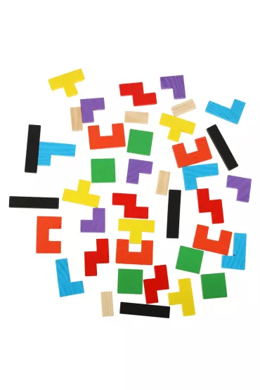 Puzzle drewniane uk�adanka tetris klocki 40el.