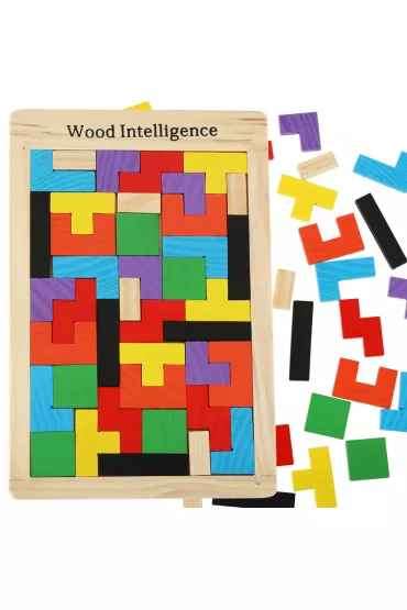 Puzzle drewniane uk�adanka tetris klocki 40el.