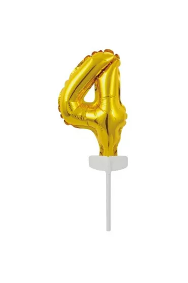 Amscan Balon foliowy mini cyfra 4 z�ota 8x12cm
