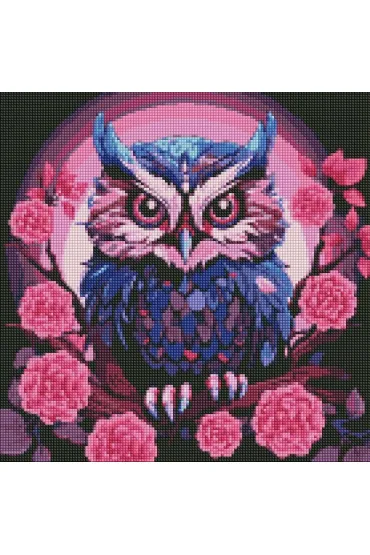 Diamentowa mozaika - Fioletowa sowa 40x40cm