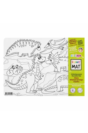 Funny Mat White - Dinozaury. Mata do kolorowania wielokrotnego u�ytku Strigo