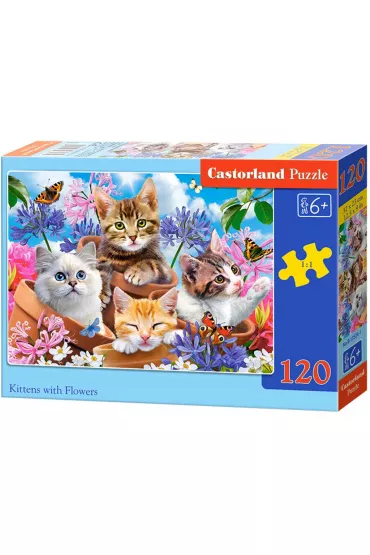 Puzzle 120 el. Kittens with Flowers Castorland