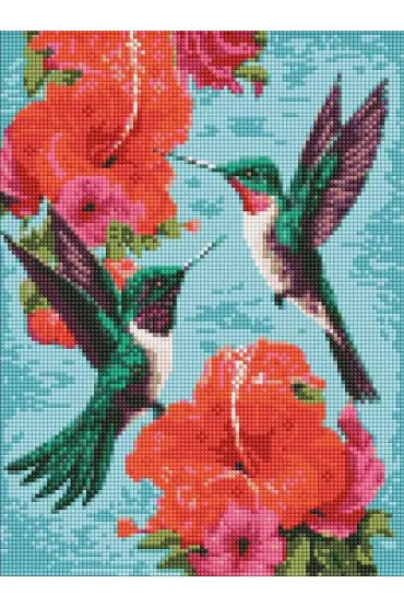 Ideyka Diamentowa mozaika - Szmaragdowe kolibry 30x40cm