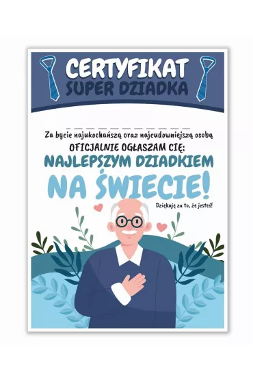 LearnHow Certyfikat A4 Dzie� Super Dziadka 5 szt