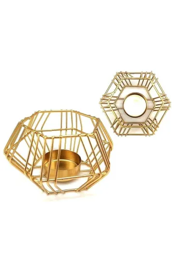 Adar �wiecznik metalowy z�oty