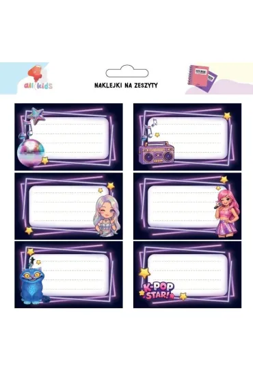 All4Kids Naklejki na szafk� i zeszyt K-pop Star 6 szt.