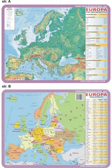 Visual System Podk�adka edukacyjna. Europa mapa fizyczna i polityczna