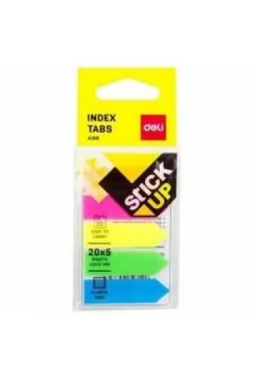 Zak�adki indeksuj�ce PP 43x12mm 5 kolor�w DELI 5 x 20 szt. 100 szt.