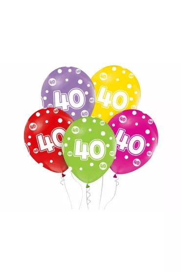 Godan Balony liczba 40 urodziny 5 szt.
