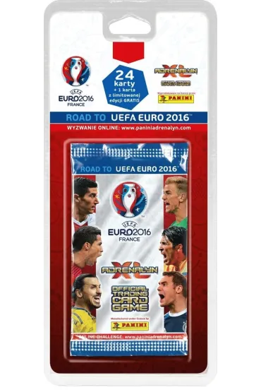 Road to EURO. Blister z kartami zawiera: 4 saszetki z kartami (1 saszetka-6 kart) + 1 karta LE. * Panini