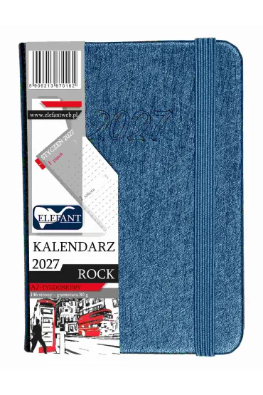 Kalendarz Rock 2027 A7 tygodniowy per�owy