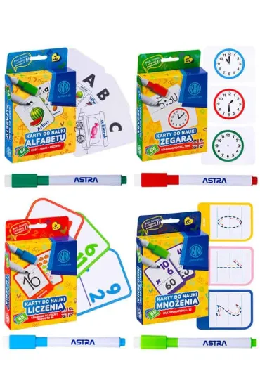 Karty edukacyjne �cieralne  pisak mix4 ASTRA 338025905